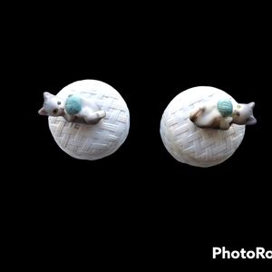 2 VTG Fine Bisque Porcelain Trinket Boxes